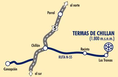 Como chegar à Termas de chillán? - Mapa